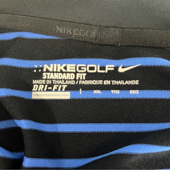 Nike Golf Dri-Fit Lightweight Blue & Black Stripe Polo Shirt XXL - Picture 3 of 4